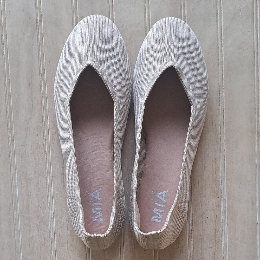 MIA Kandi Girls Youth Ballet Flats Pink Gold Knit Lightweight Sparkly Shoes